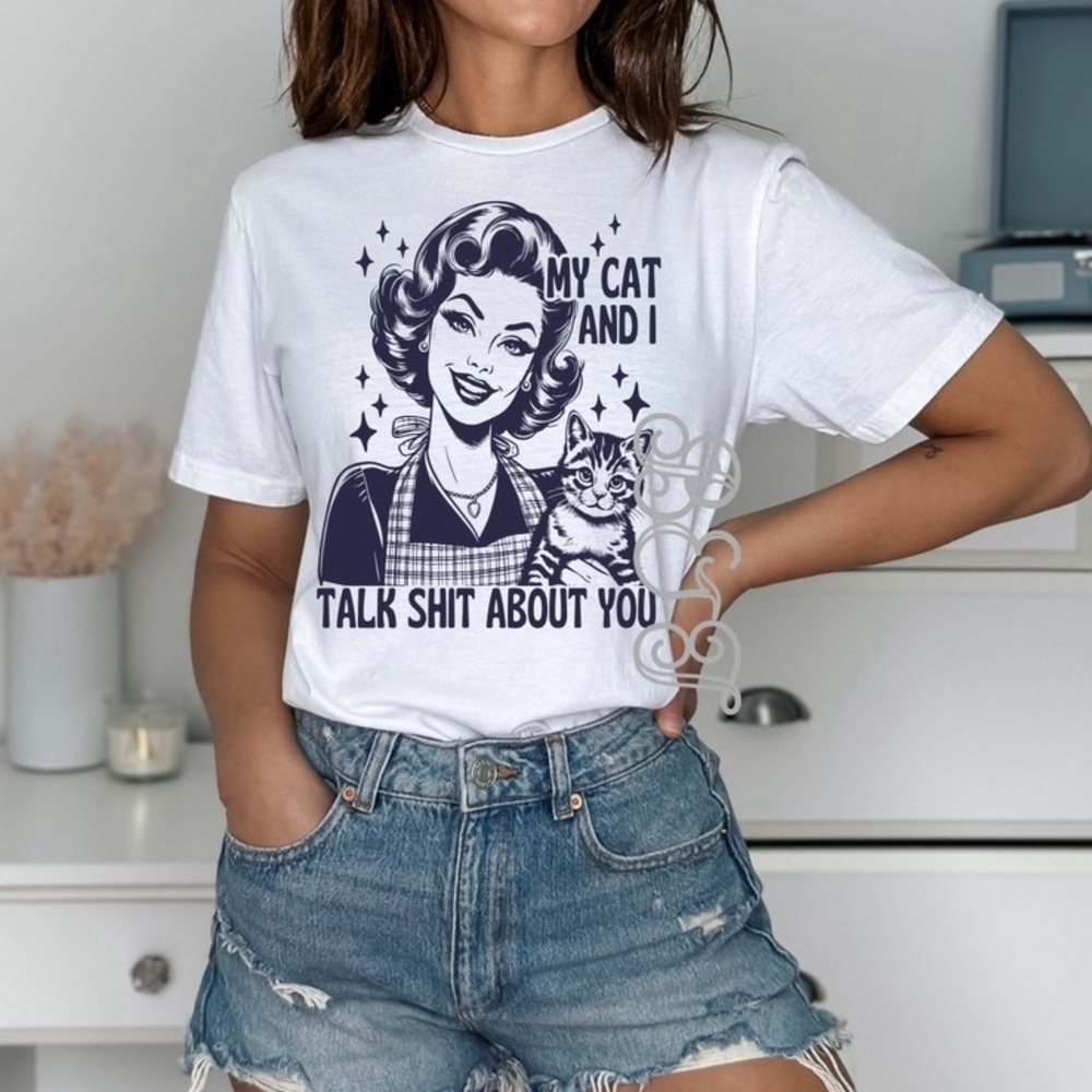 Sarcasm Cat White Graphic Tee